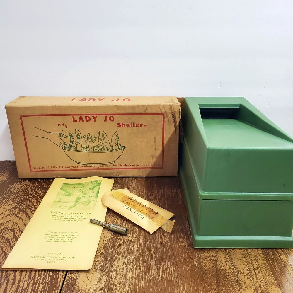 Vintage Lady Jo Pea Butterbean Sheller With Original Box & Instructions Drill